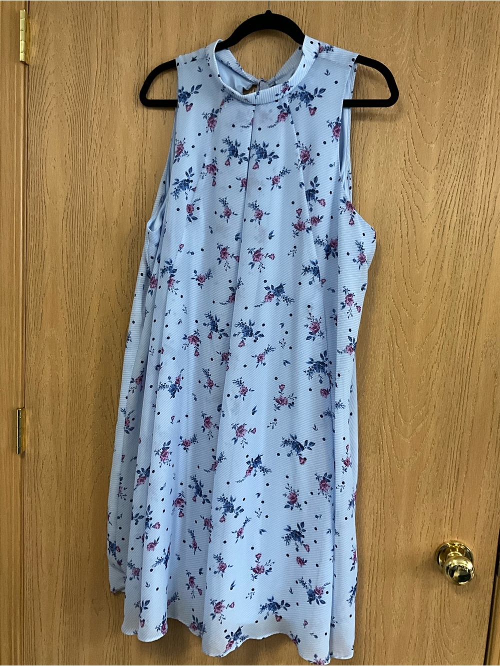 Girls' Light Blue Floral Sleeveless Dress